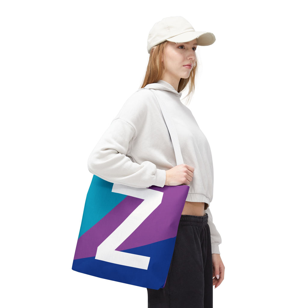 Monogram 'Z' Colorblock Tote Bag — Personalized Initial Z Shoulder Tote