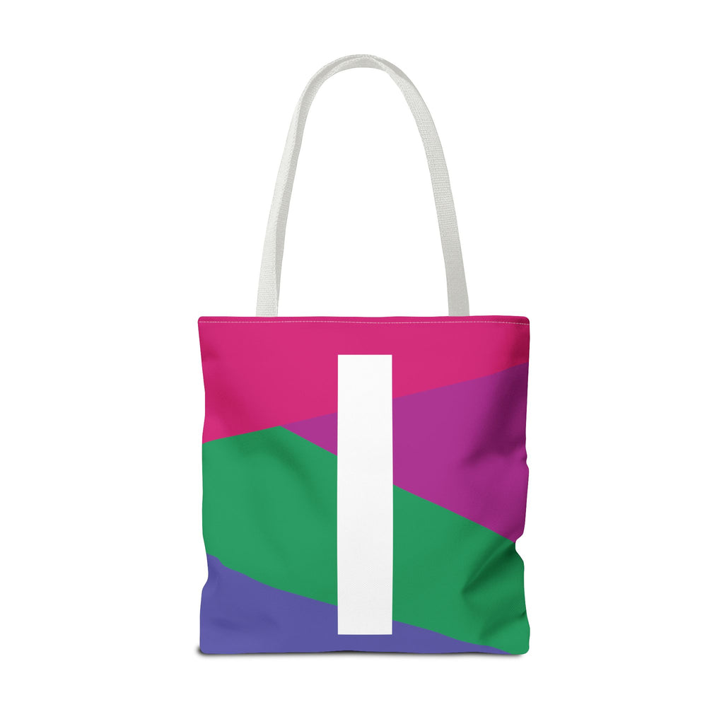 Monogram 'I' Colorblock Tote Bag — Personalized Initial I Shoulder Tote