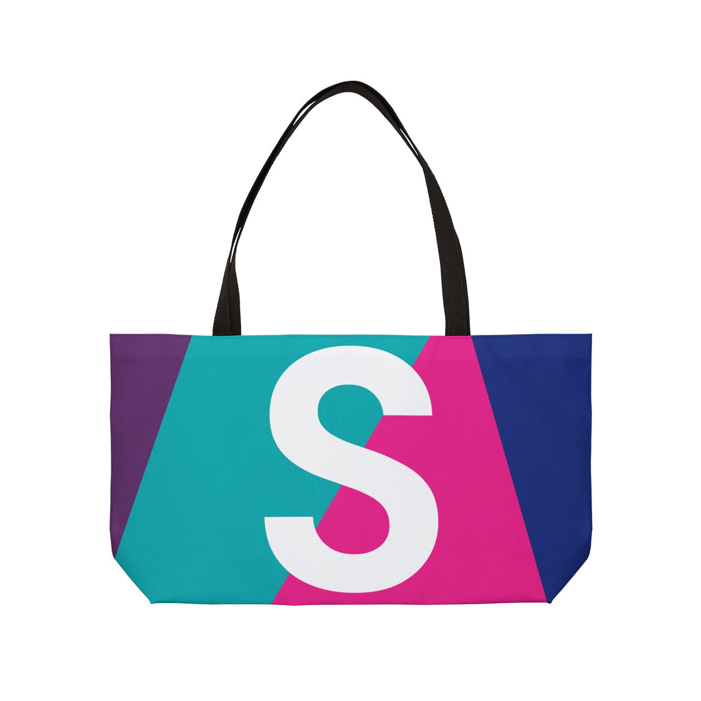 Personalized 'S' Colorblock Tote Bag — Monogram Weekender Tote