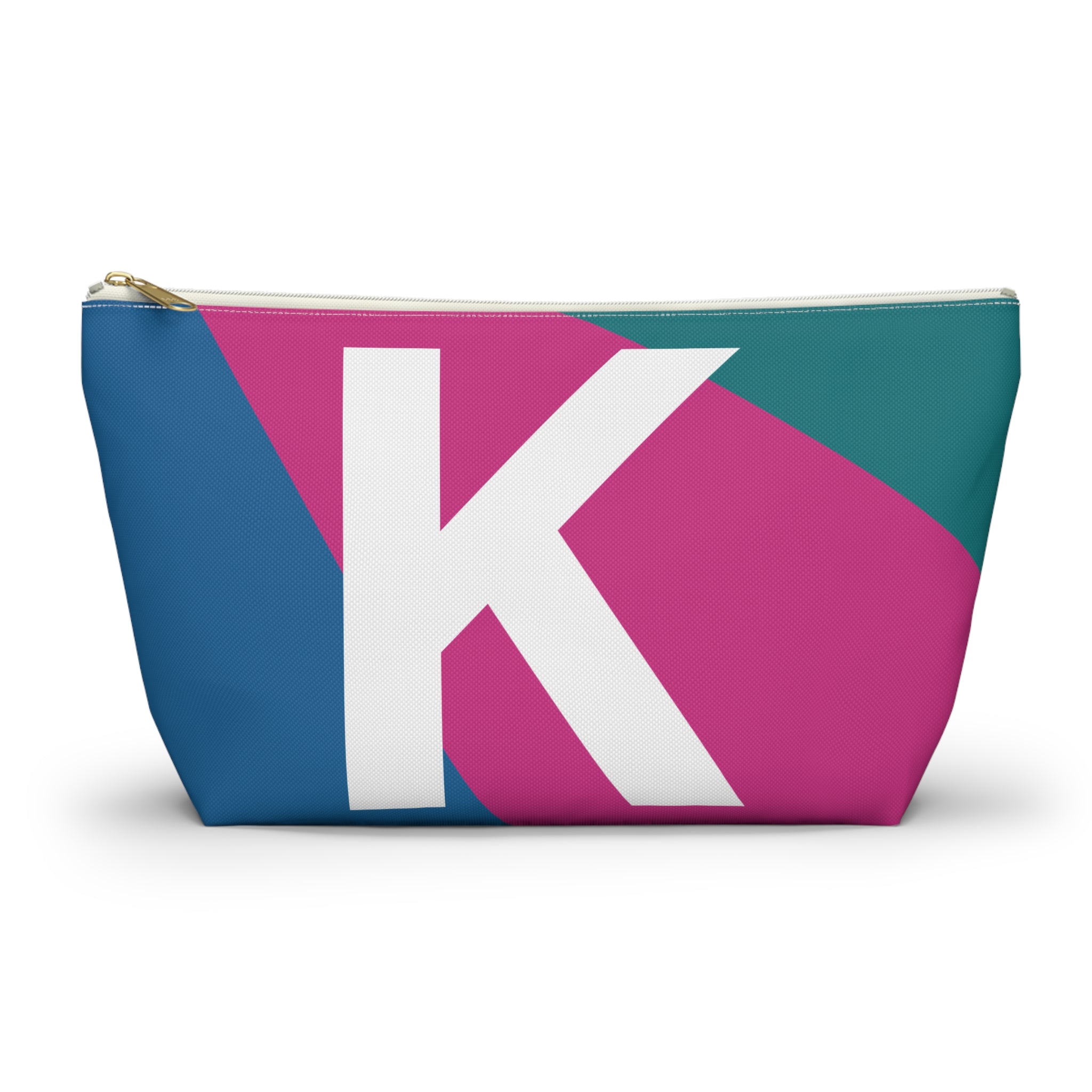 Initials Colorblock Accessory Pouch — Monogram K T-Bottom Cosmetic Bag