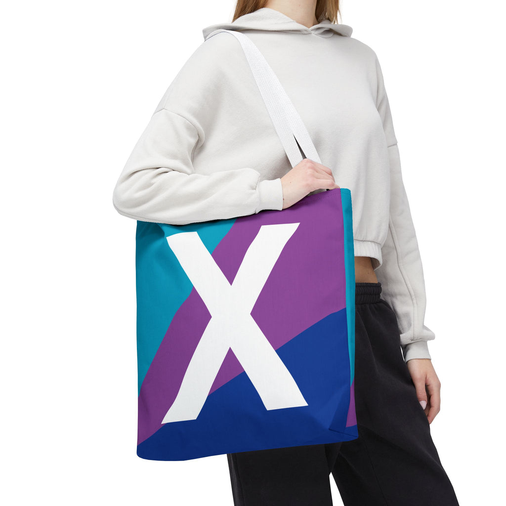 Monogram 'X' Colorblock Tote Bag — Personalized Initial X Shoulder Tote
