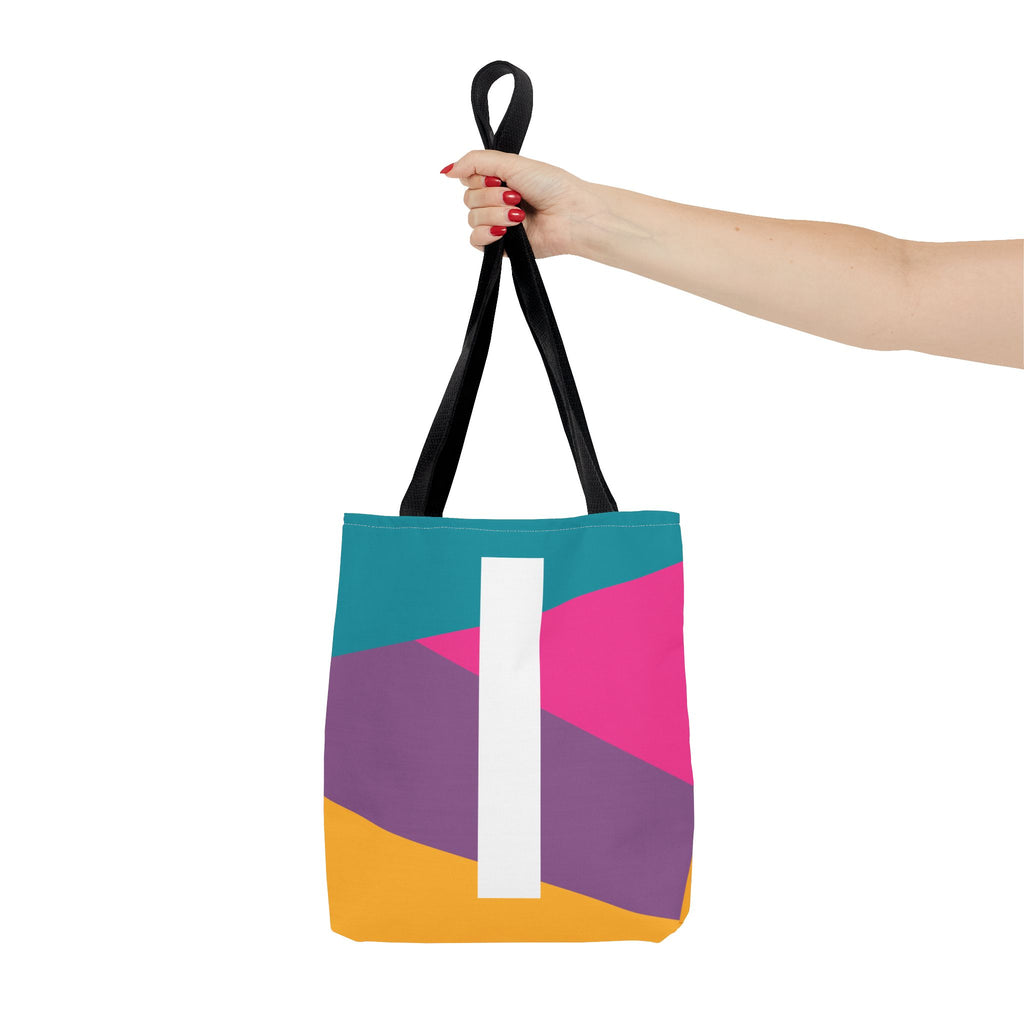 Monogram 'I' Colorblock Tote Bag — Personalized Initial I Shoulder Tote