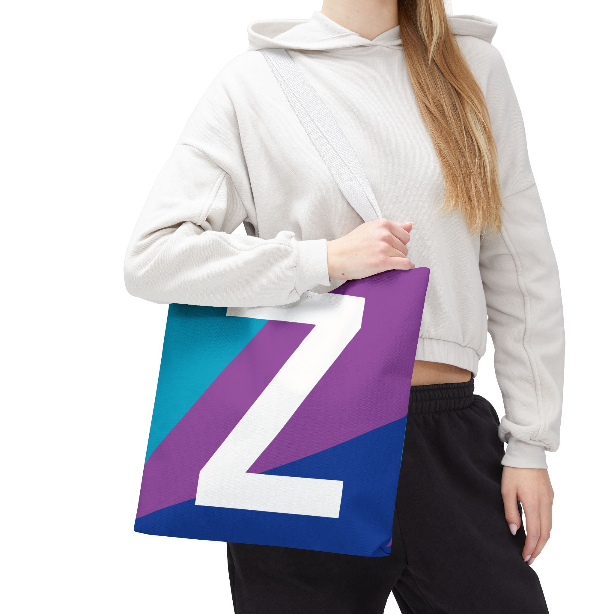 Monogram 'Z' Colorblock Tote Bag — Personalized Initial Z Shoulder Tote