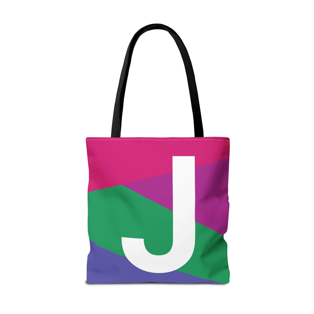Monogram 'J' Colorblock Tote Bag — Personalized Initial J Shoulder Tote
