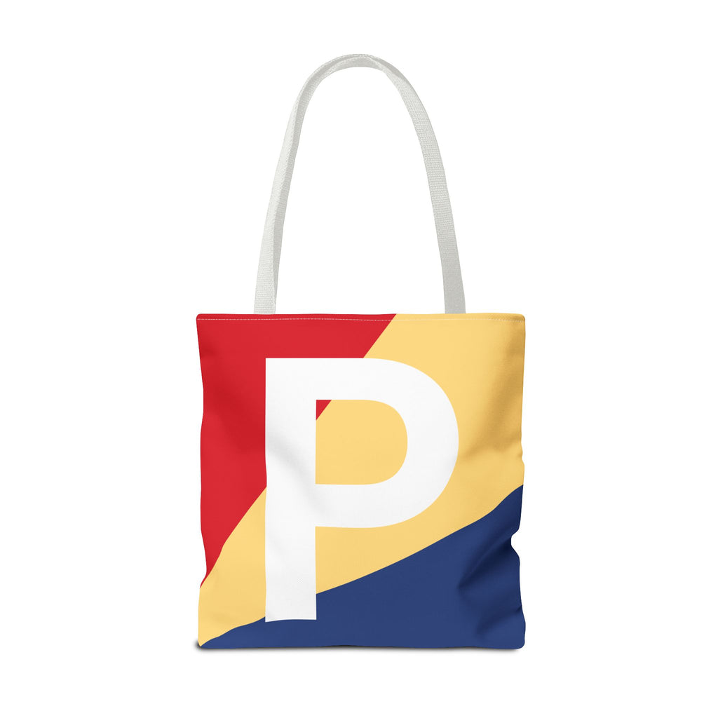 Monogram 'P' Colorblock Tote Bag — Personalized Initial P Shoulder Tote