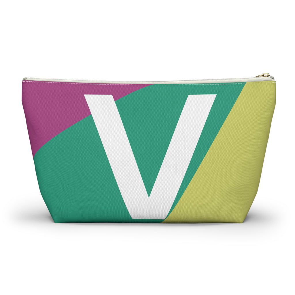 Initials Colorblock Accessory Pouch — Monogram V T-Bottom Cosmetic Bag