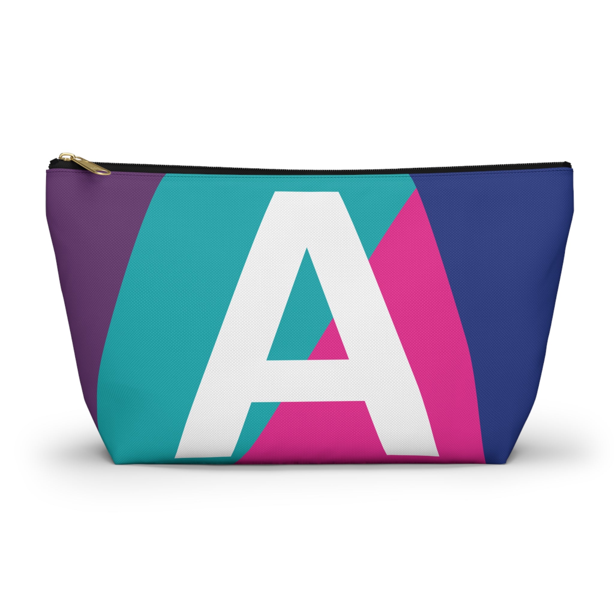 Initials Colorblock Accessory Pouch — Monogram A T-Bottom Cosmetic Bag