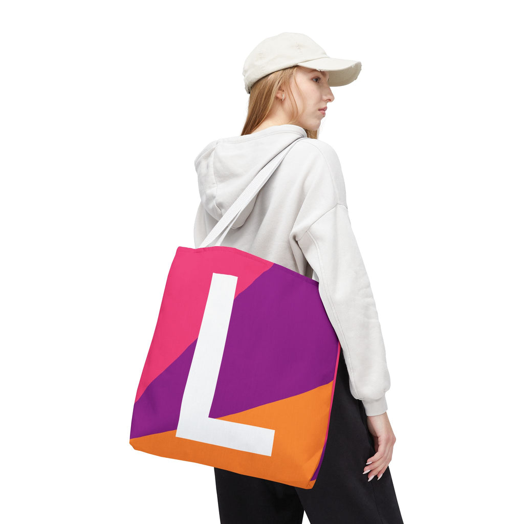 Monogram 'L' Colorblock Tote Bag — Personalized Initial L Shoulder Tote
