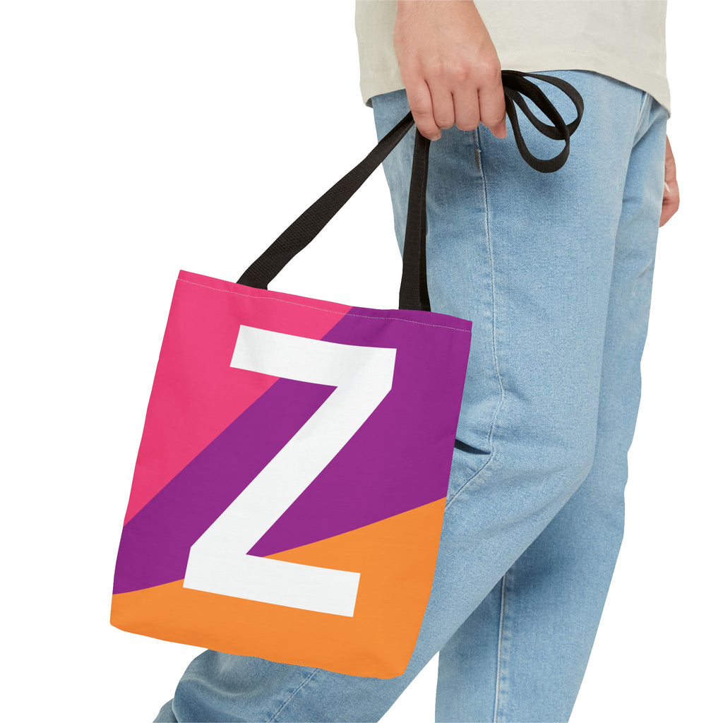 Monogram 'Z' Colorblock Tote Bag — Personalized Initial Z Shoulder Tote