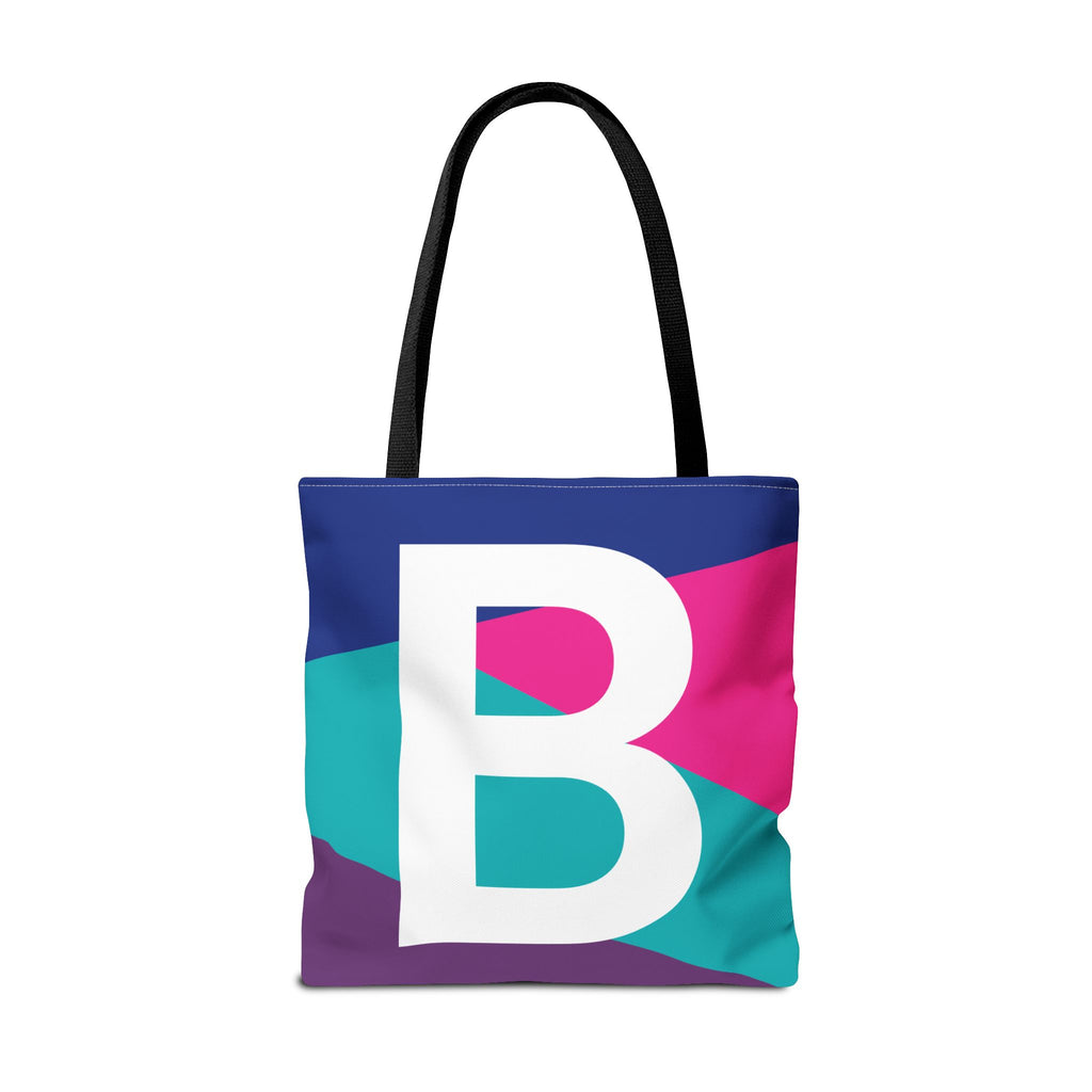 Monogram 'B' Colorblock Tote Bag — Personalized Initial B Shoulder Tote