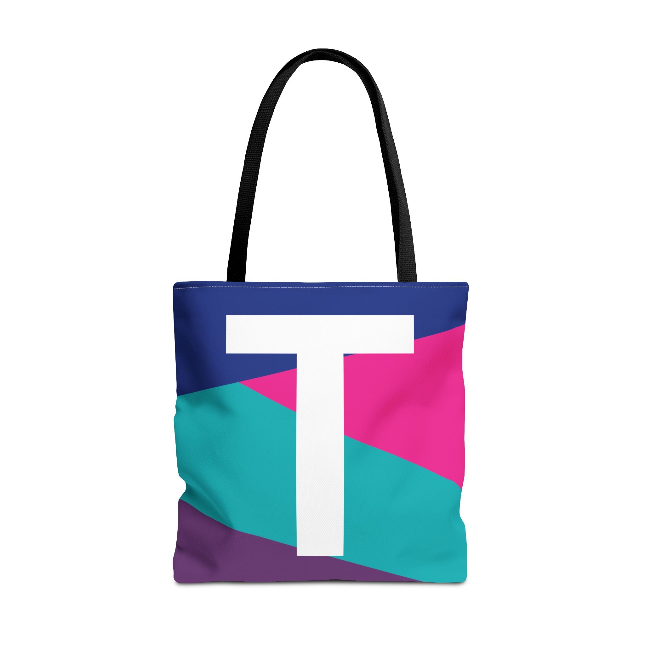 Monogram 'T' Colorblock Tote Bag — Personalized Initial T Shoulder Tote