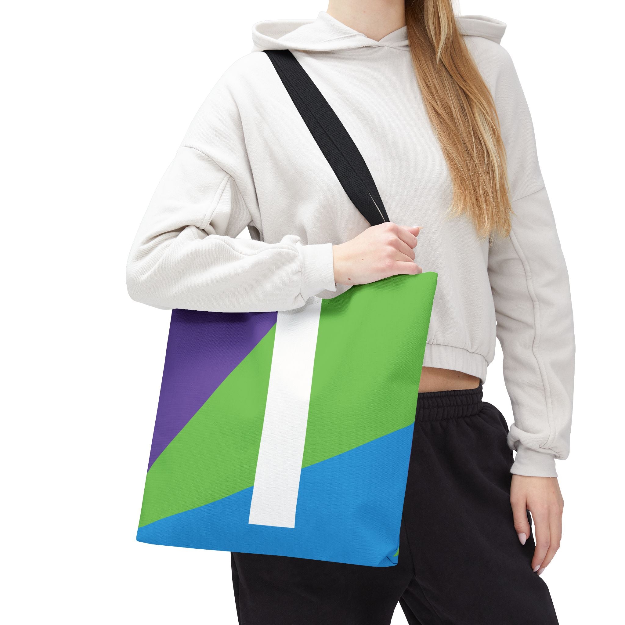 Monogram 'I' Colorblock Tote Bag — Personalized Initial I Shoulder Tote