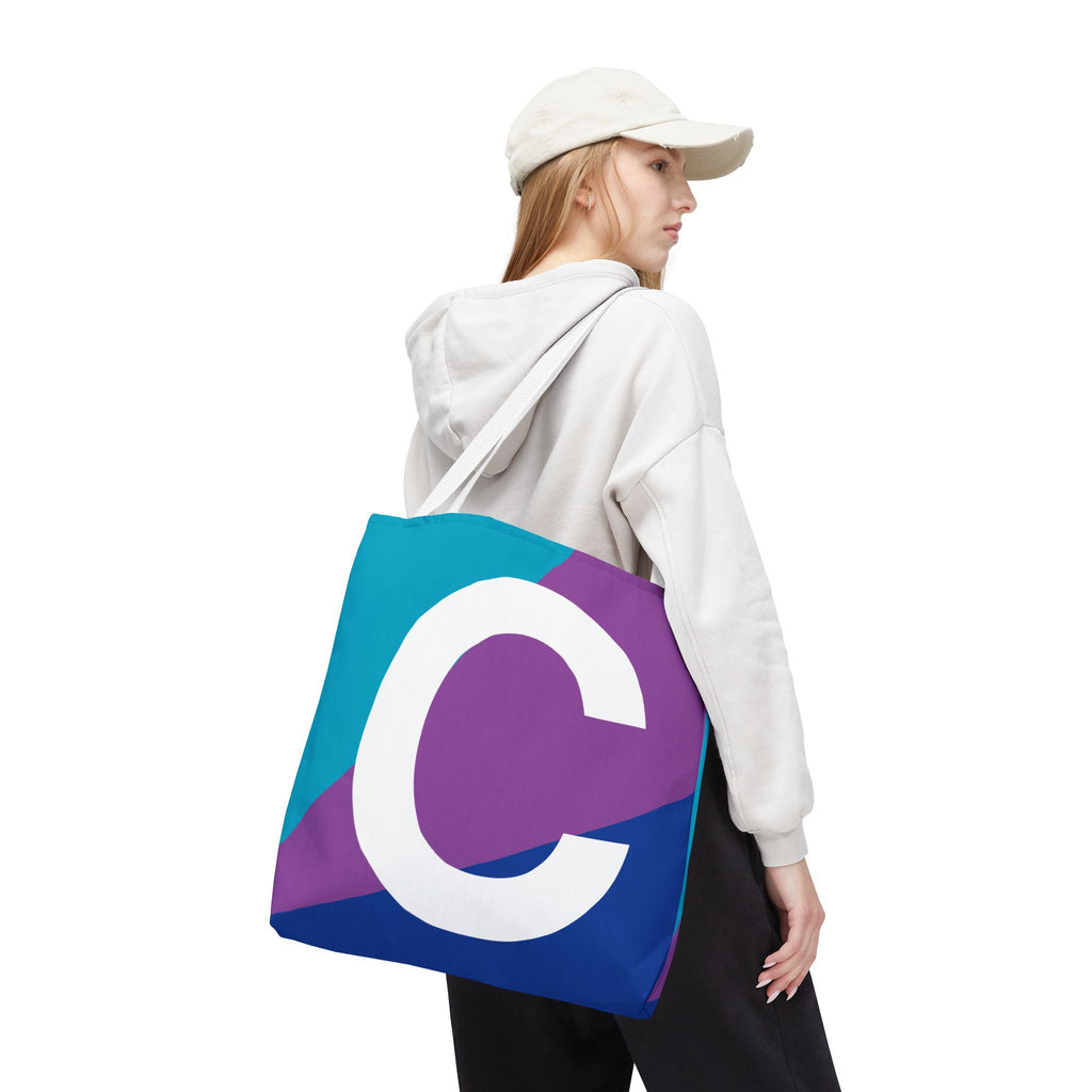 Monogram 'C' Colorblock Tote Bag — Personalized Initial C Shoulder Tote