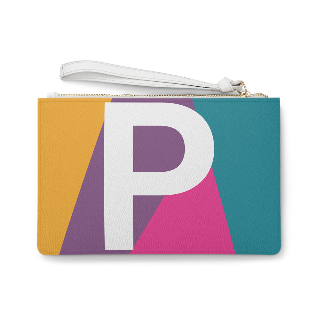 Monogram 'P' Colorblock Clutch Bag — Bold Geometric Wristlet for Everyday & Gifts