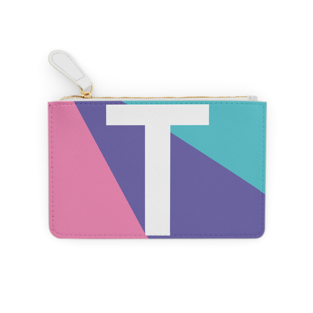 Initial T Mini Clutch — Colorblock Monogram Wristlet Wallet