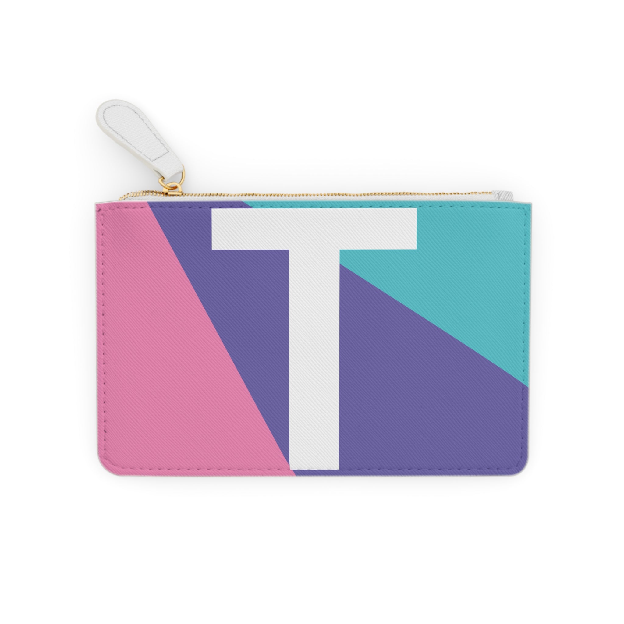Initial T Mini Clutch — Colorblock Monogram Wristlet Wallet
