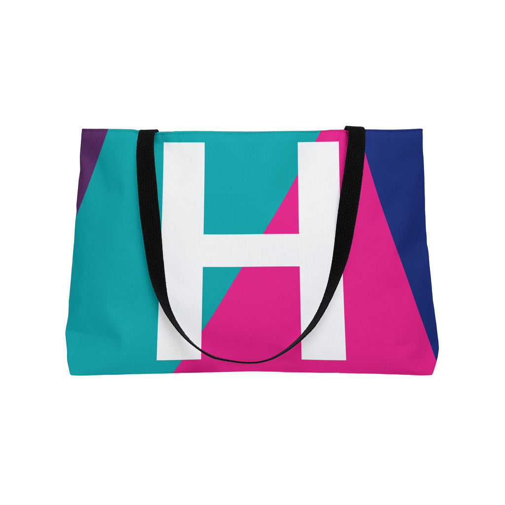 Personalized 'H' Colorblock Tote Bag — Monogram Weekender Tote