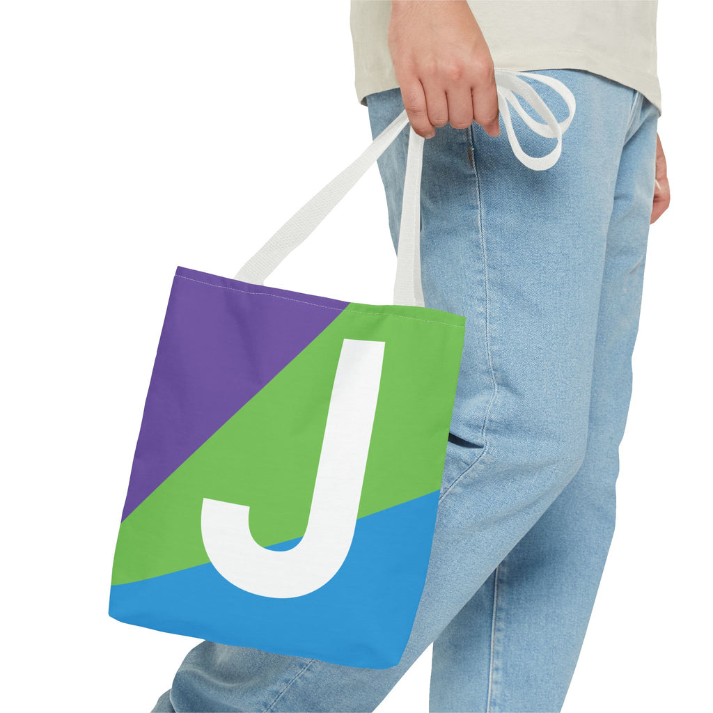 Monogram 'J' Colorblock Tote Bag — Personalized Initial J Shoulder Tote
