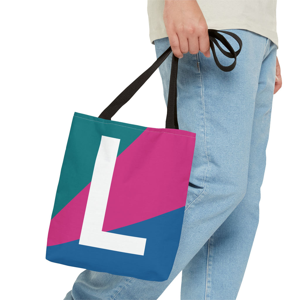 Monogram 'L' Colorblock Tote Bag — Personalized Initial L Shoulder Tote