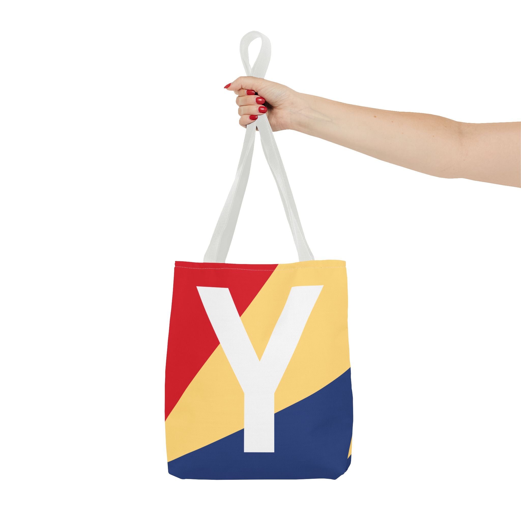Monogram 'Y' Colorblock Tote Bag — Personalized Initial Y Shoulder Tote