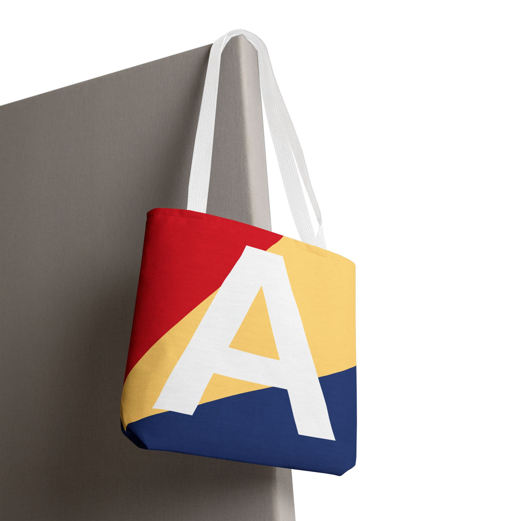 Monogram 'A' Colorblock Tote Bag — Personalized Initial A Shoulder Tote