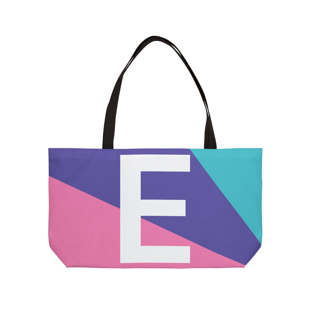 Personalized 'E' Colorblock Tote Bag — Monogram Weekender Tote