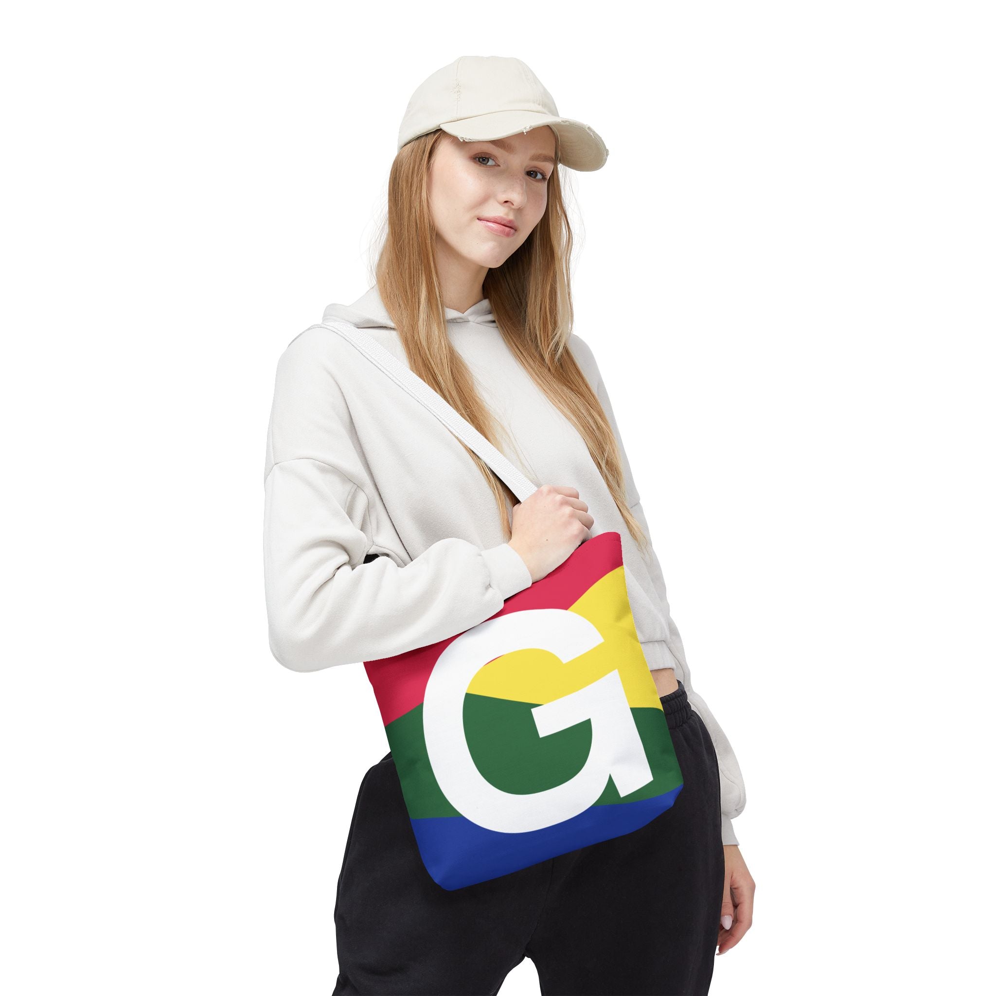 Monogram 'G' Colorblock Tote Bag — Personalized Initial G Shoulder Tote