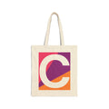 Initial C Colorblock Canvas Tote Bag — Monogram Letter C Reusable Grocery Tote