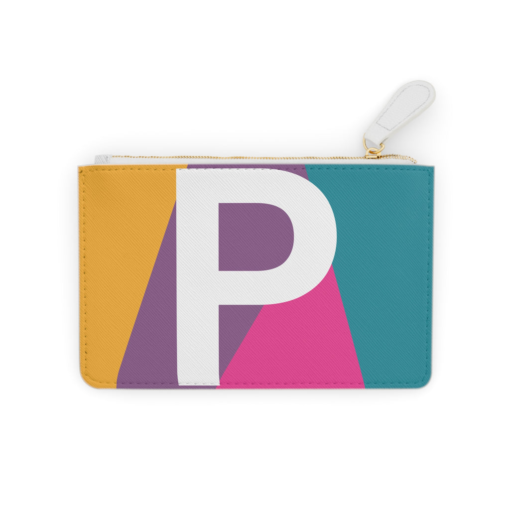 Initial P Mini Clutch — Colorblock Monogram Wristlet Wallet