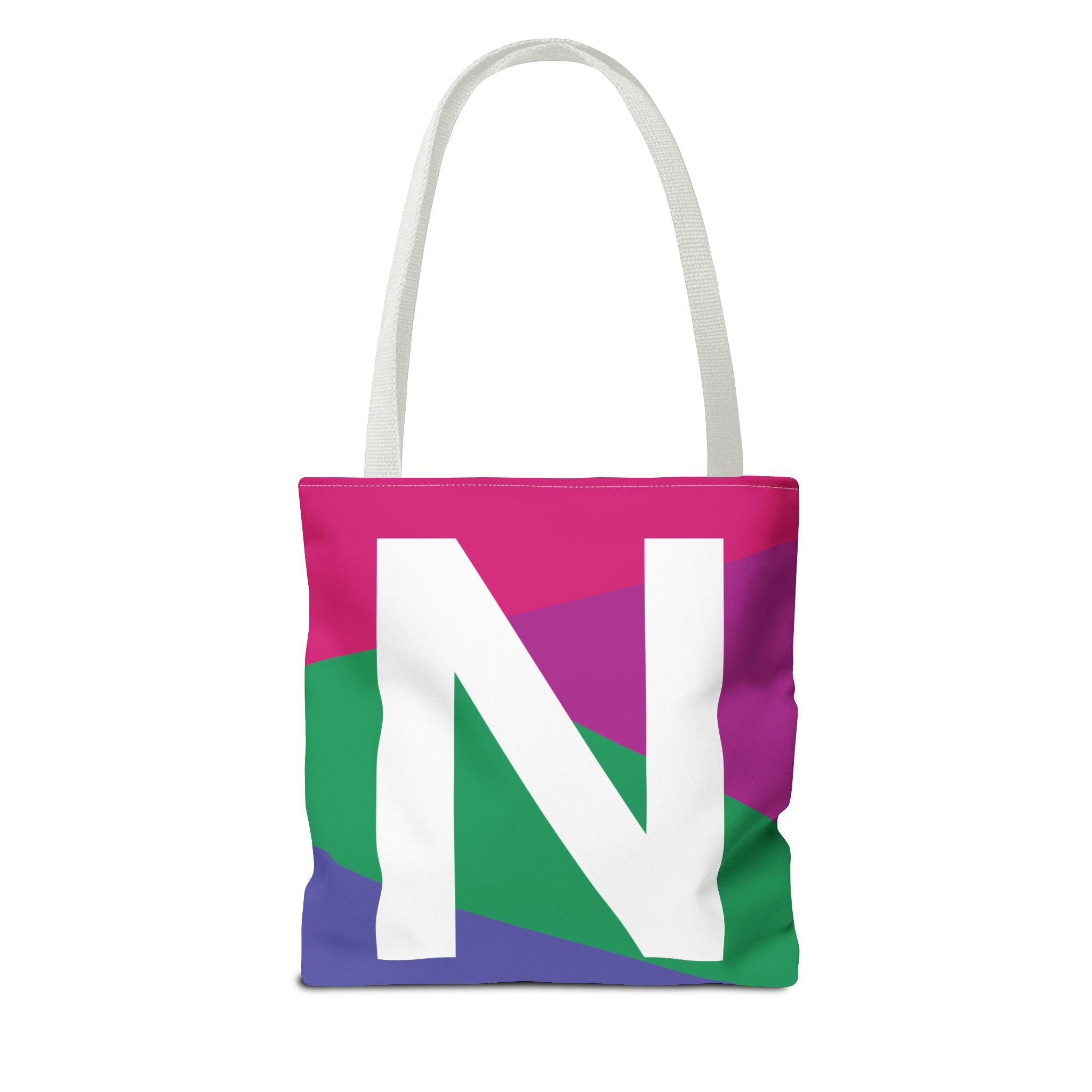 Monogram 'N' Colorblock Tote Bag — Personalized Initial N Shoulder Tote
