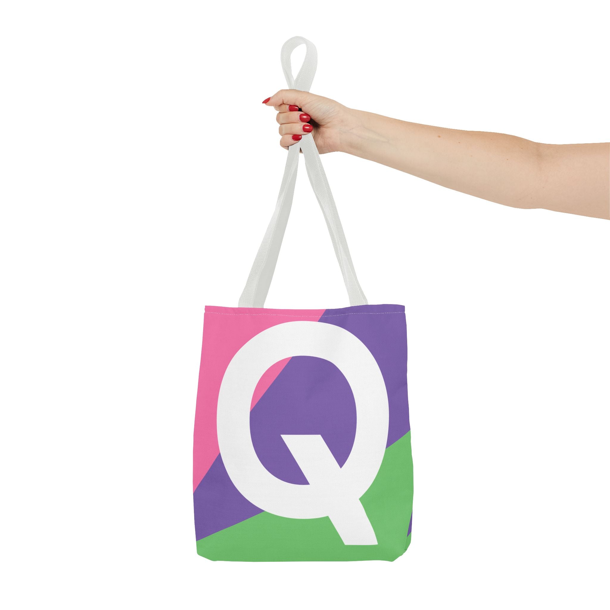 Monogram 'Q' Colorblock Tote Bag — Personalized Initial Q Shoulder Tote