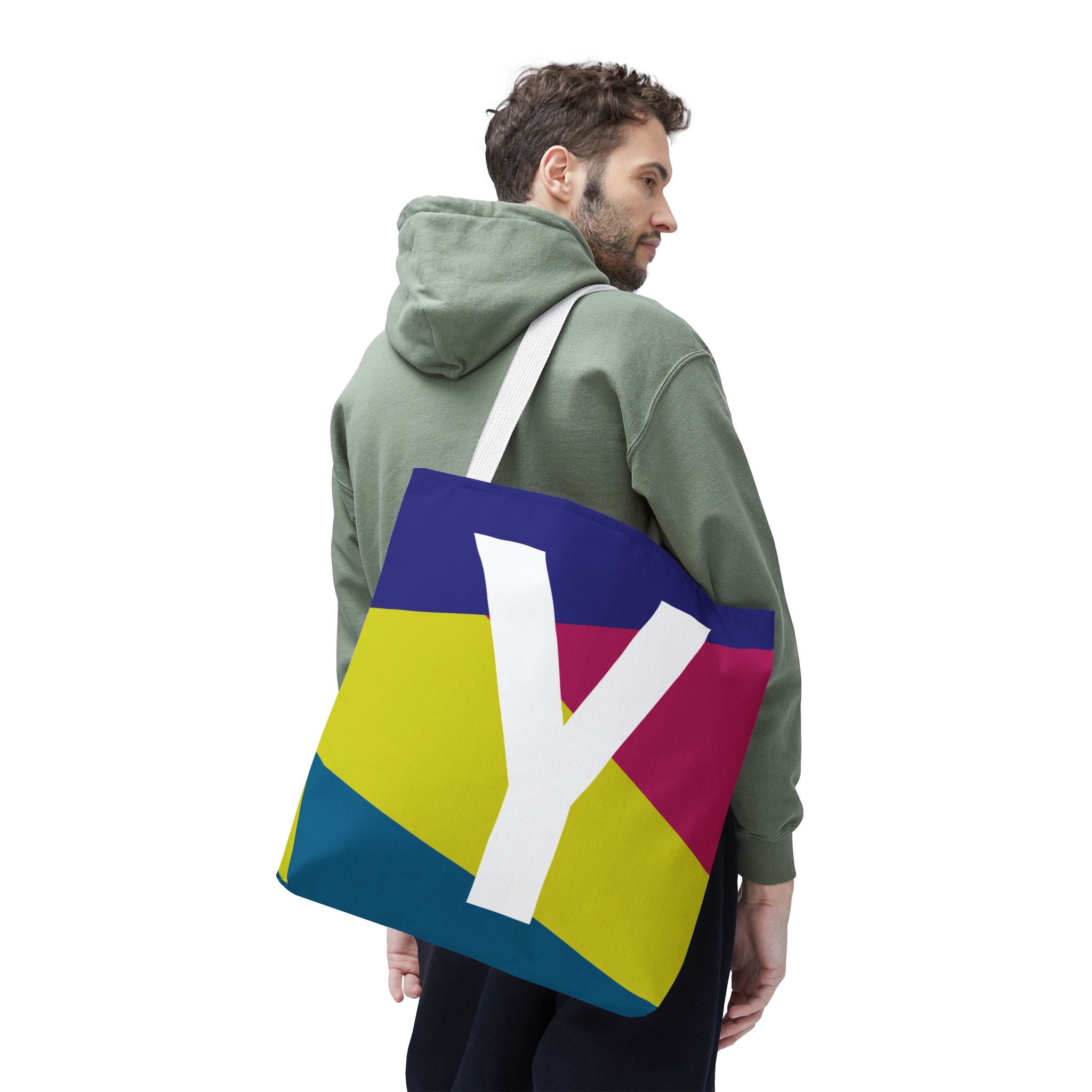 Monogram 'Y' Colorblock Tote Bag — Personalized Initial Y Shoulder Tote