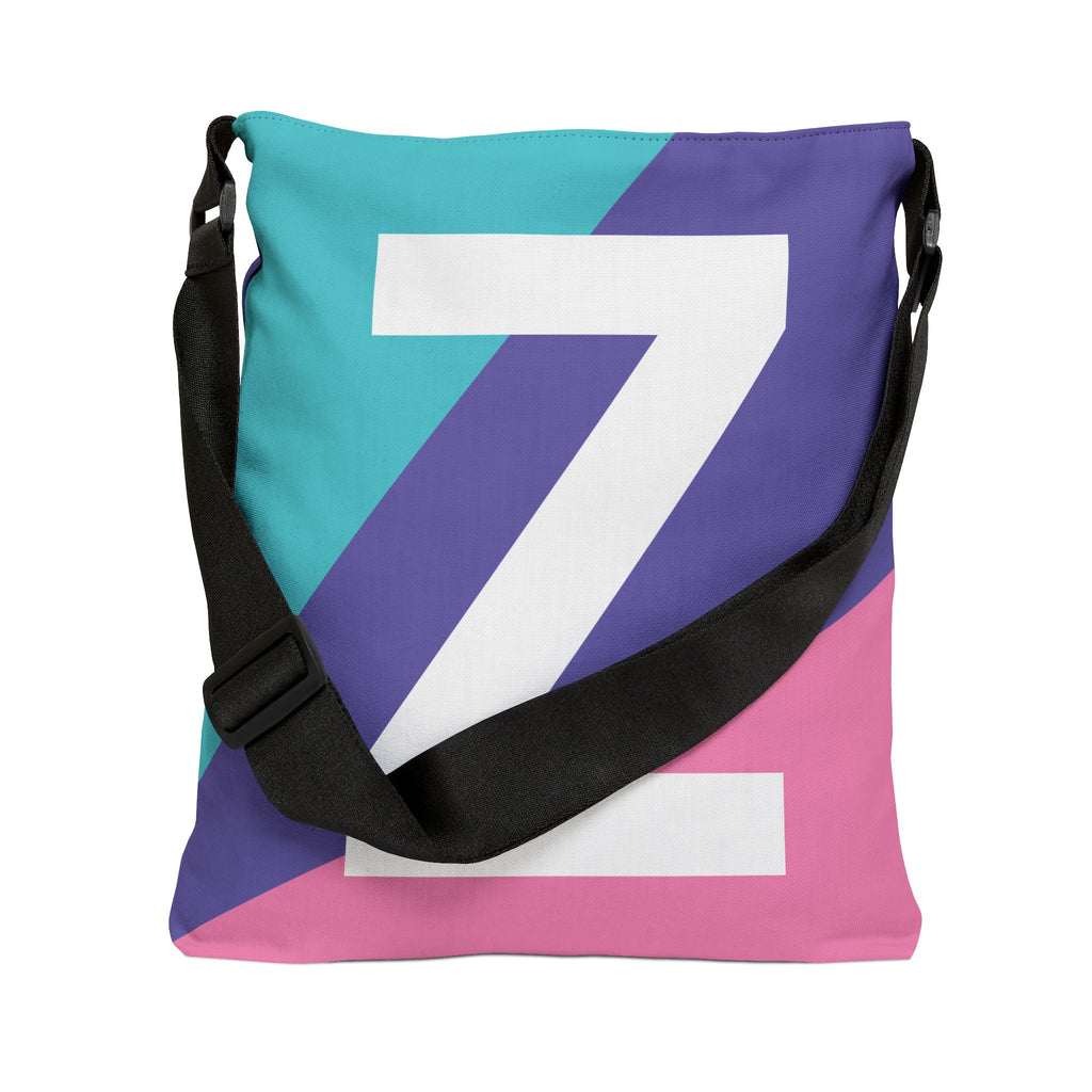 Initial Letter 'Z' Colorblock Adjustable Tote Bag — Monogram Alphabet Shoulder Bag