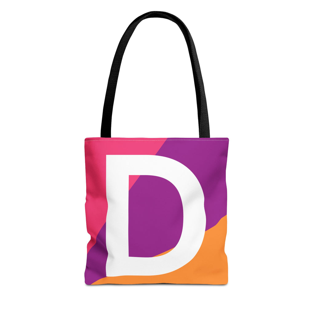 Monogram 'D' Colorblock Tote Bag — Personalized Initial D Shoulder Tote