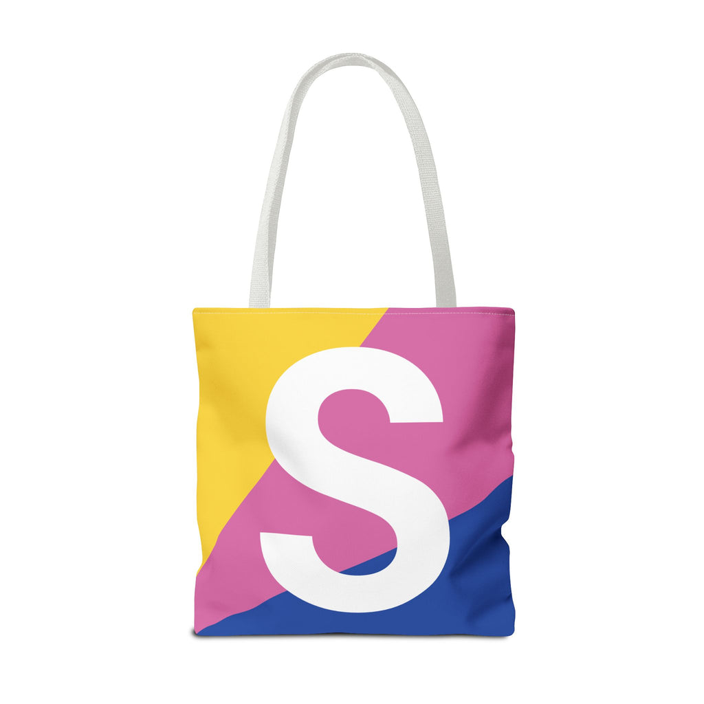 Monogram 'S' Colorblock Tote Bag — Personalized Initial S Shoulder Tote