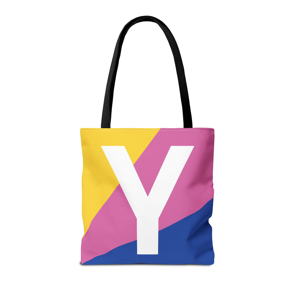 Monogram 'Y' Colorblock Tote Bag — Personalized Initial Y Shoulder Tote