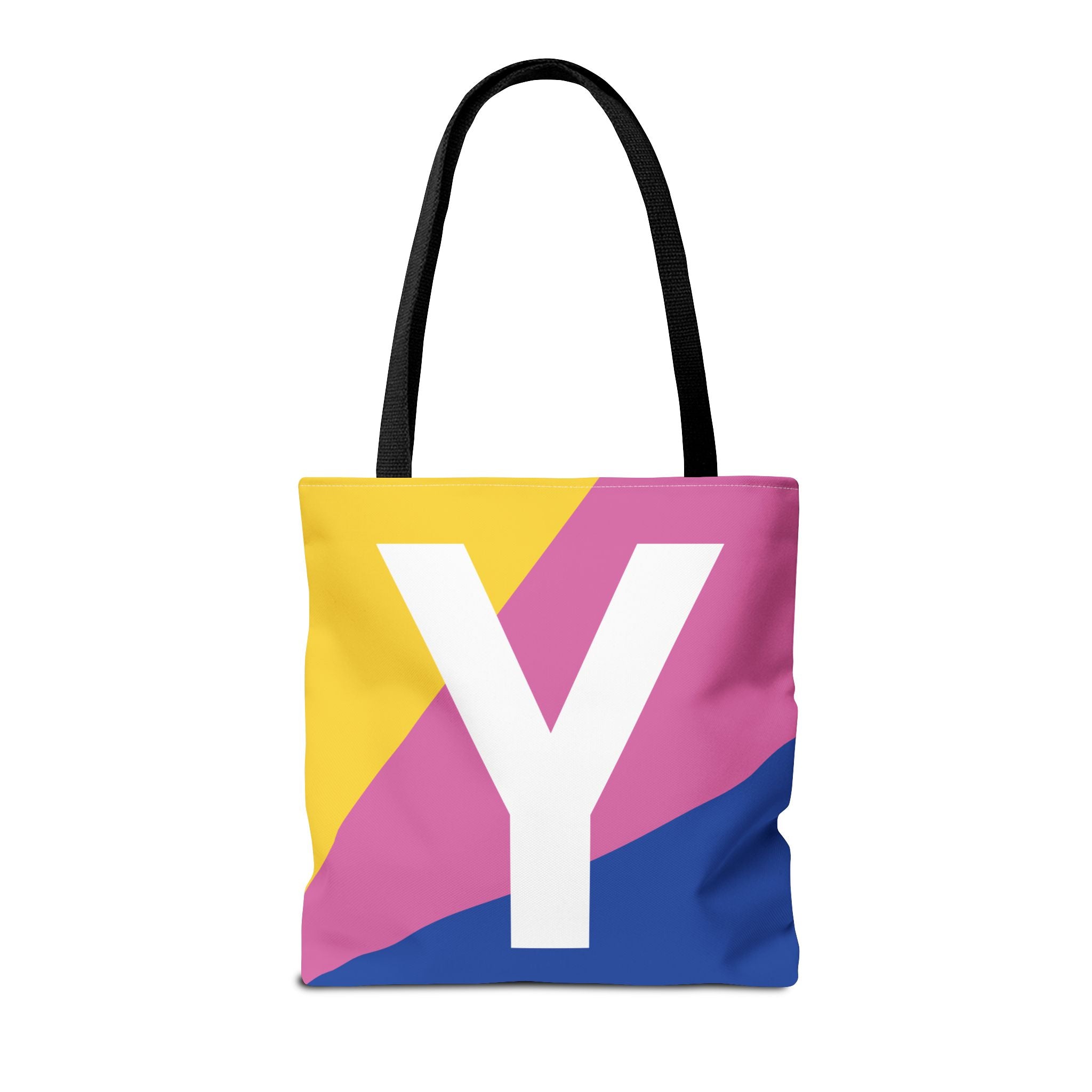 Monogram 'Y' Colorblock Tote Bag — Personalized Initial Y Shoulder Tote