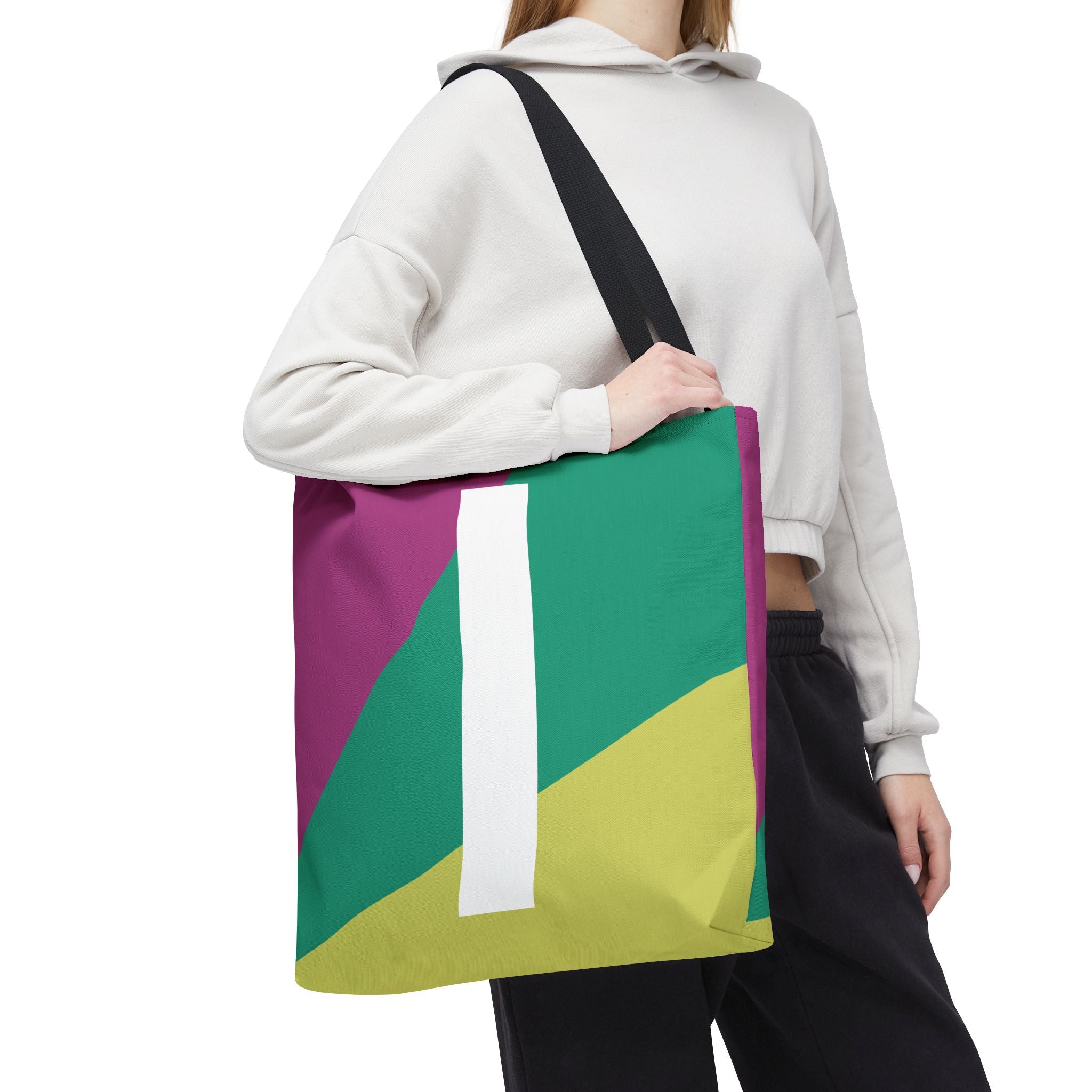 Monogram 'I' Colorblock Tote Bag — Personalized Initial I Shoulder Tote