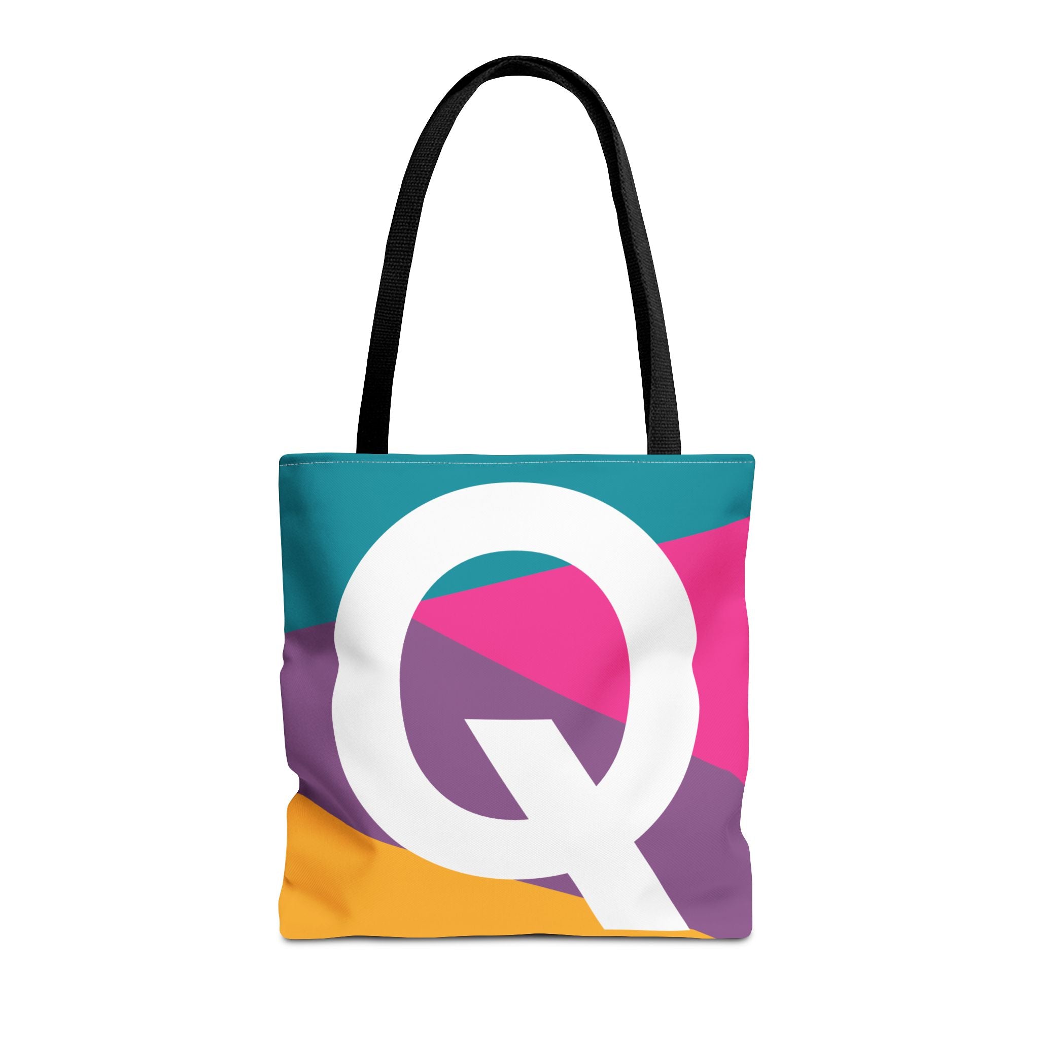 Monogram 'Q' Colorblock Tote Bag — Personalized Initial Q Shoulder Tote