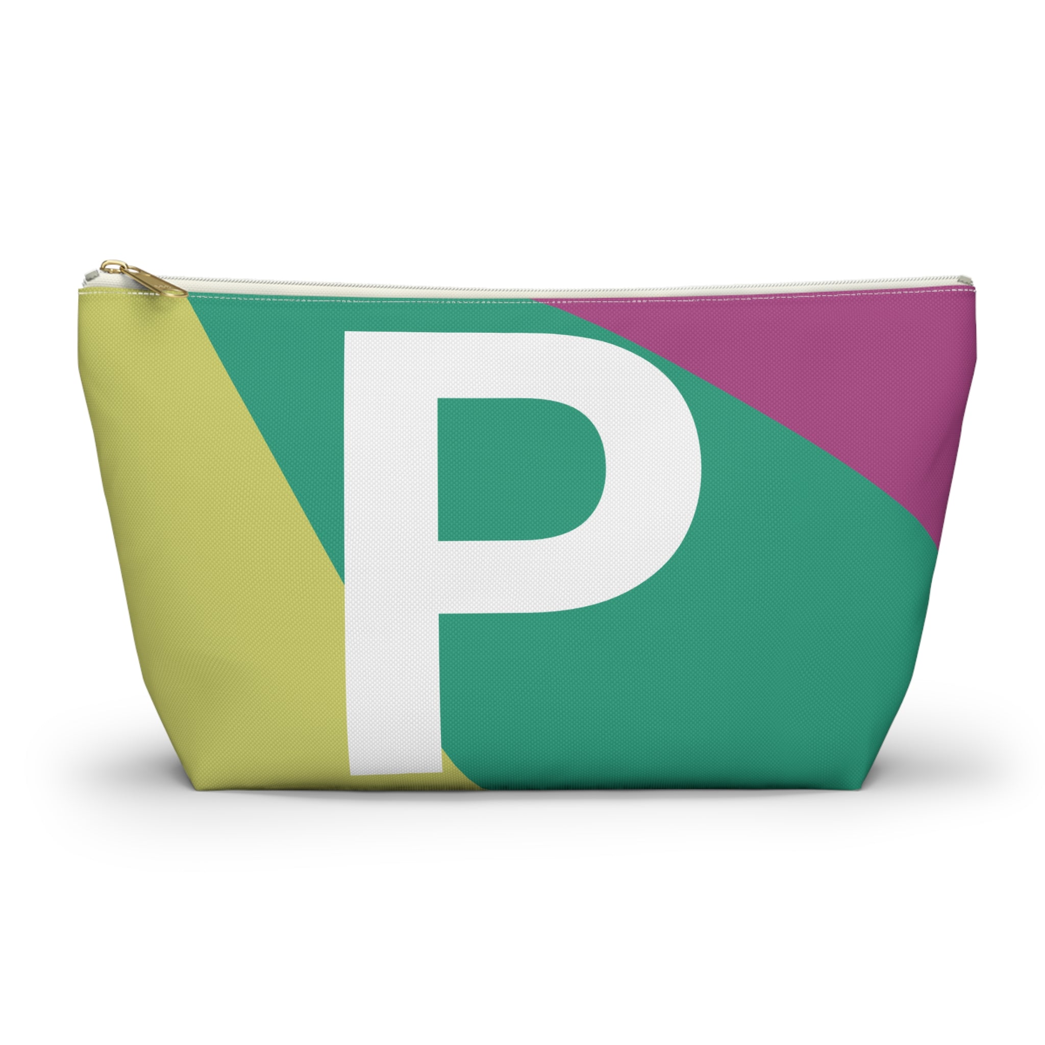 Initials Colorblock Accessory Pouch — Monogram P T-Bottom Cosmetic Bag