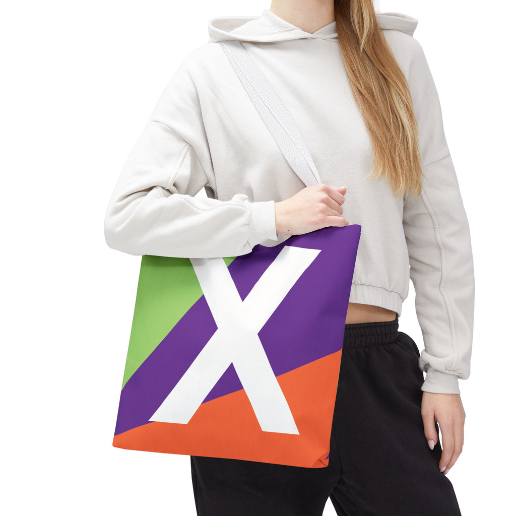 Monogram 'X' Colorblock Tote Bag — Personalized Initial X Shoulder Tote