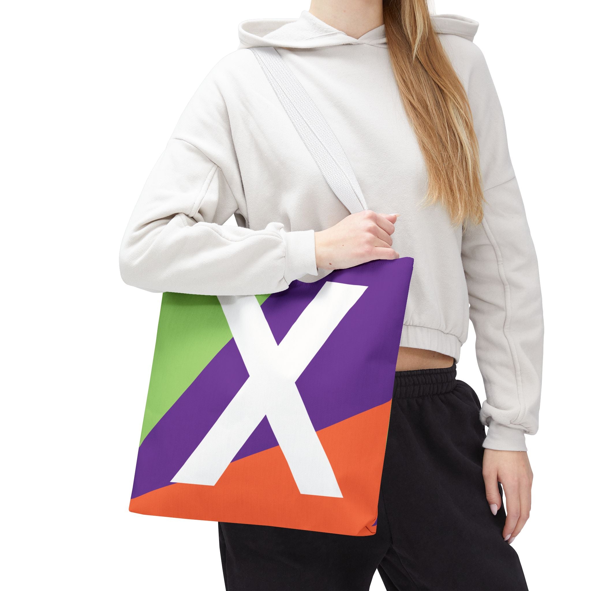 Monogram 'X' Colorblock Tote Bag — Personalized Initial X Shoulder Tote