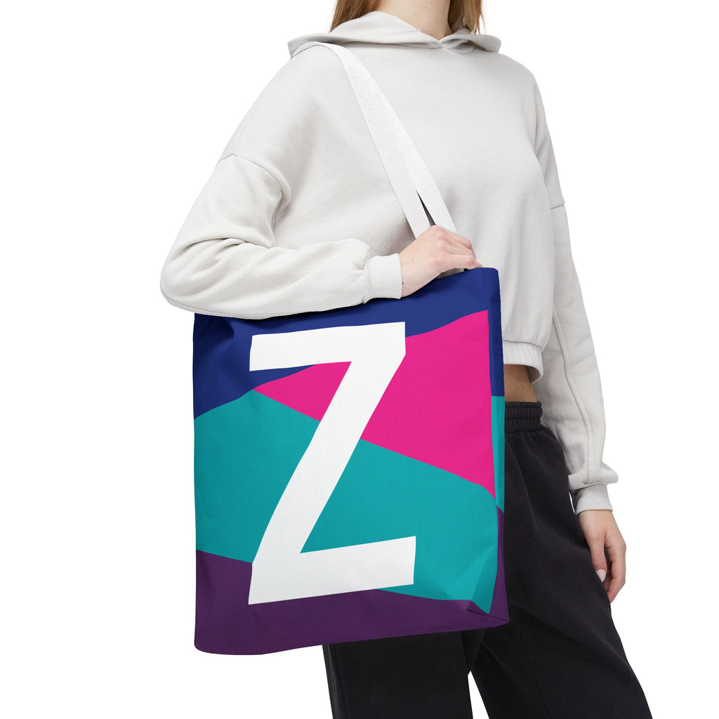 Monogram 'Z' Colorblock Tote Bag — Personalized Initial Z Shoulder Tote