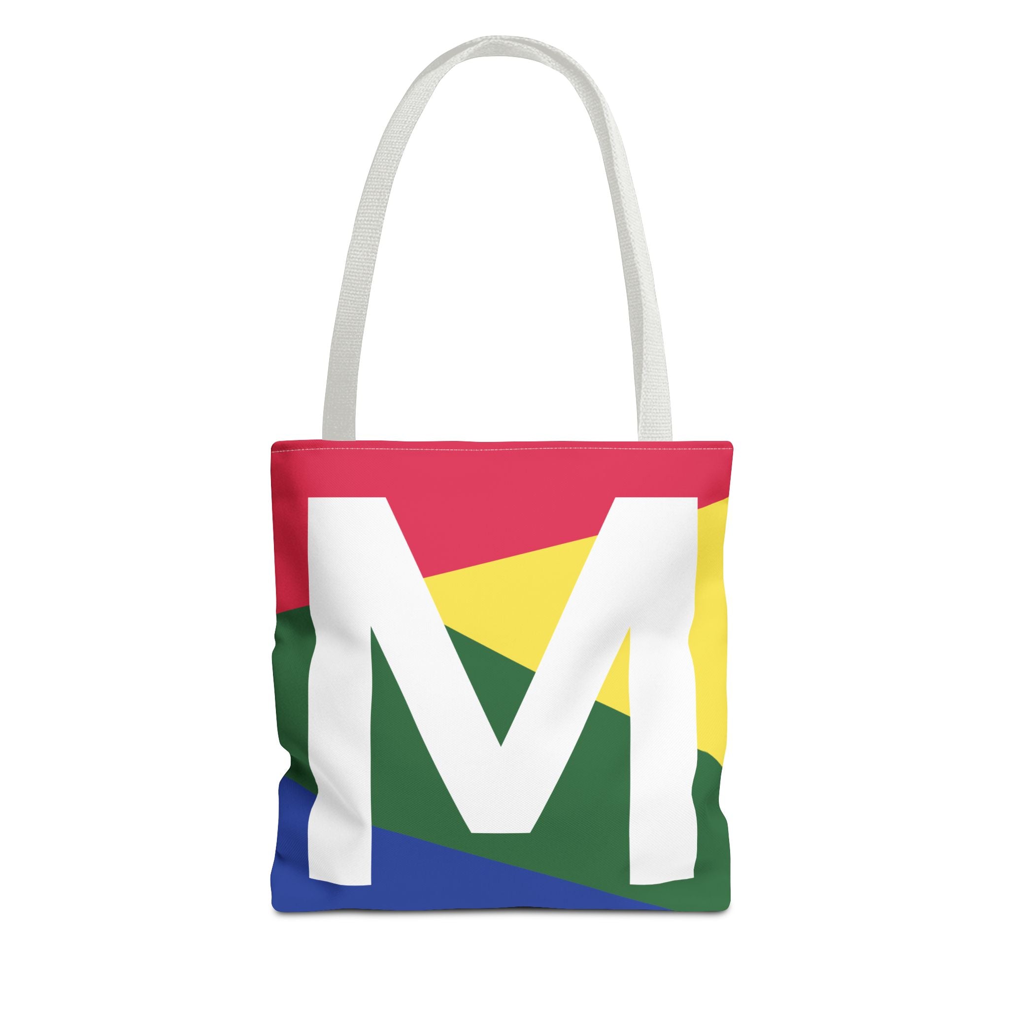 Monogram 'M' Colorblock Tote Bag — Personalized Initial M Shoulder Tote