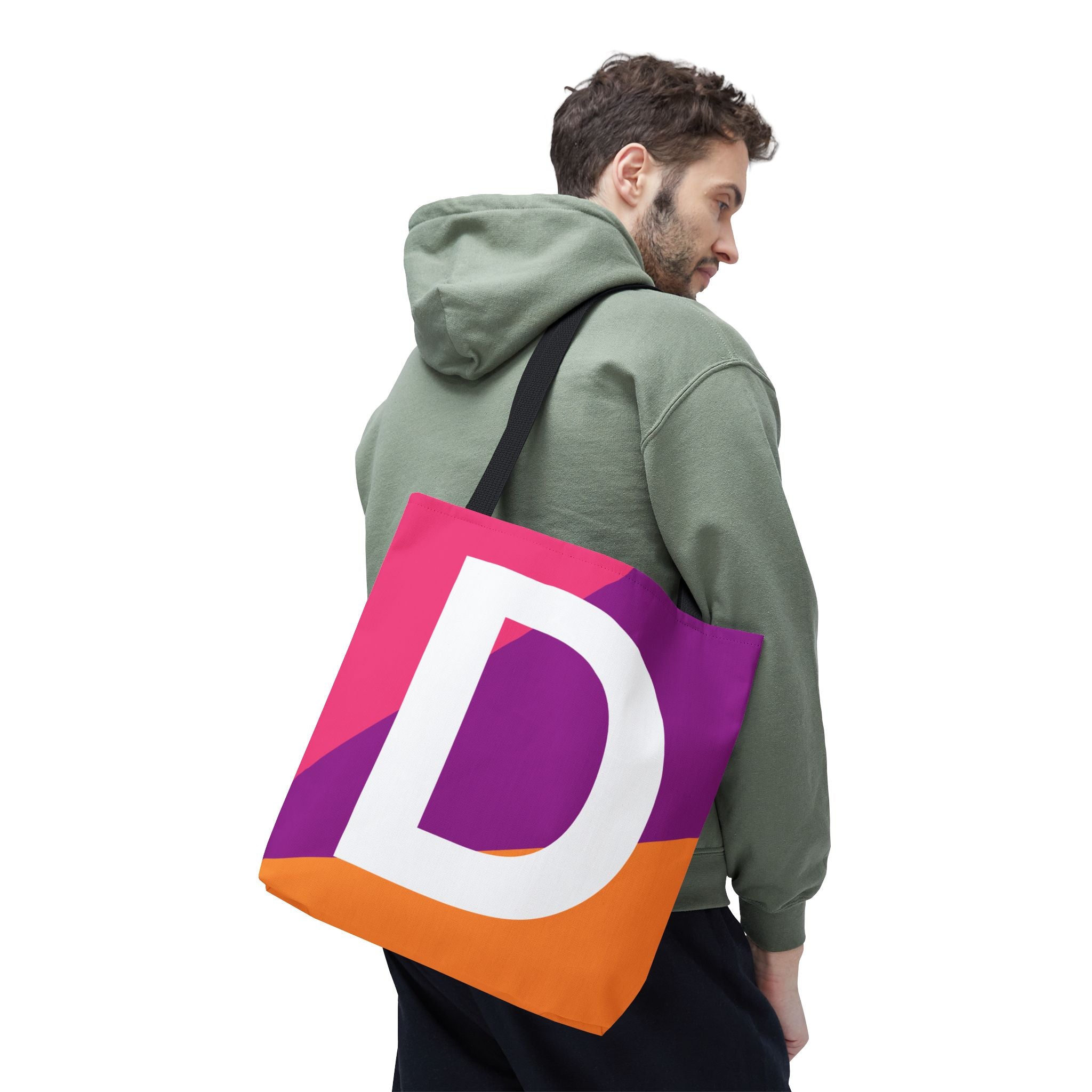Monogram 'D' Colorblock Tote Bag — Personalized Initial D Shoulder Tote