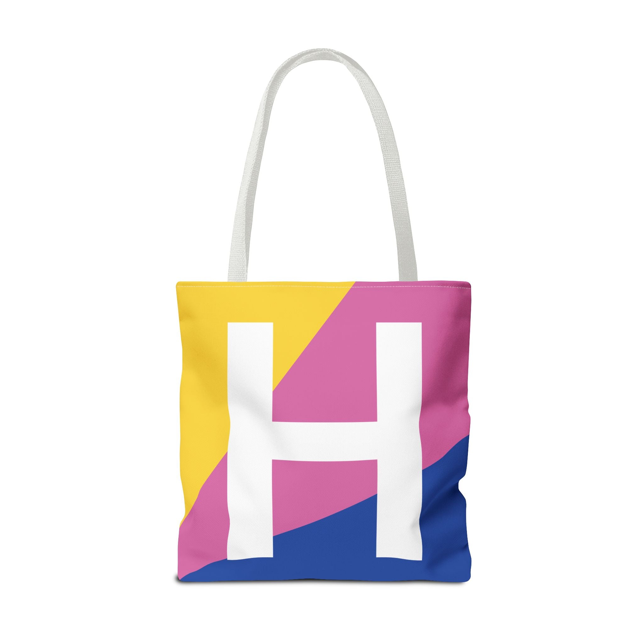 Monogram 'H' Colorblock Tote Bag — Personalized Initial H Shoulder Tote