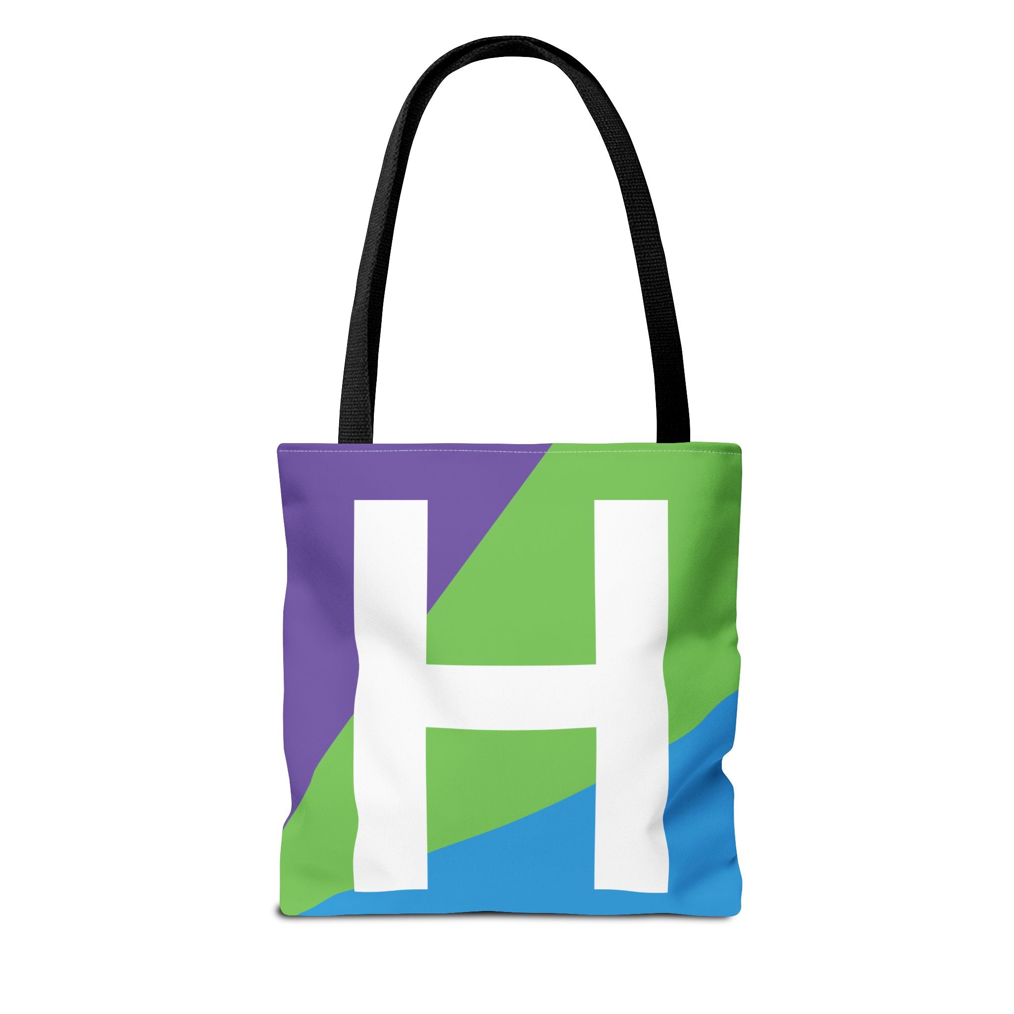 Monogram 'H' Colorblock Tote Bag — Personalized Initial H Shoulder Tote