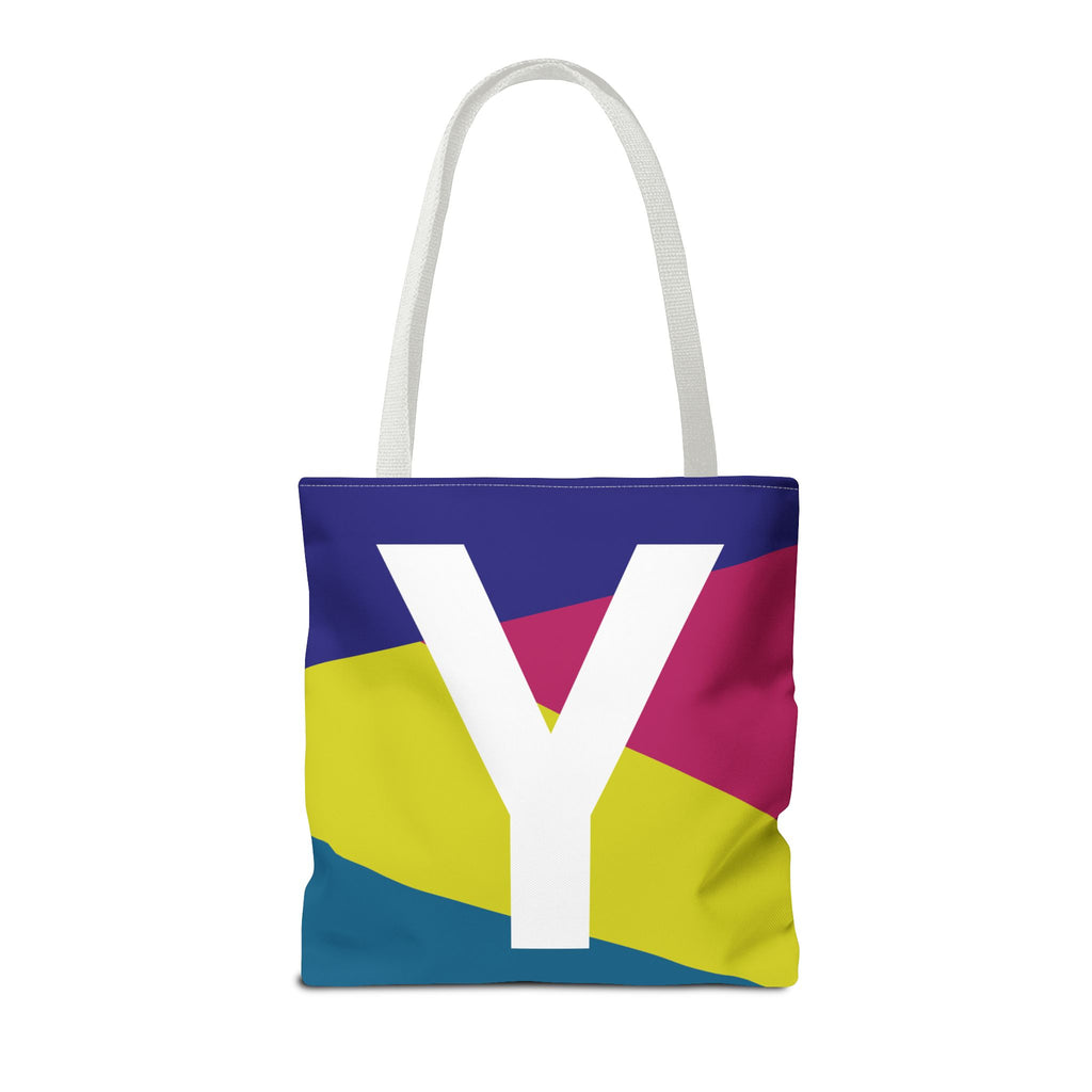 Monogram 'Y' Colorblock Tote Bag — Personalized Initial Y Shoulder Tote