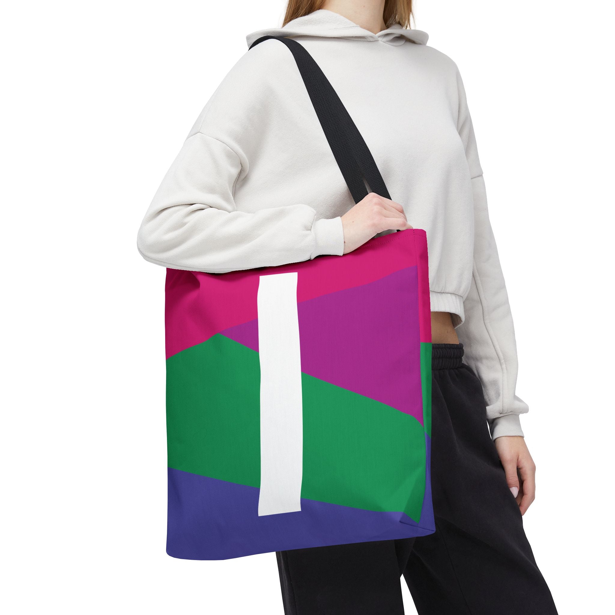 Monogram 'I' Colorblock Tote Bag — Personalized Initial I Shoulder Tote