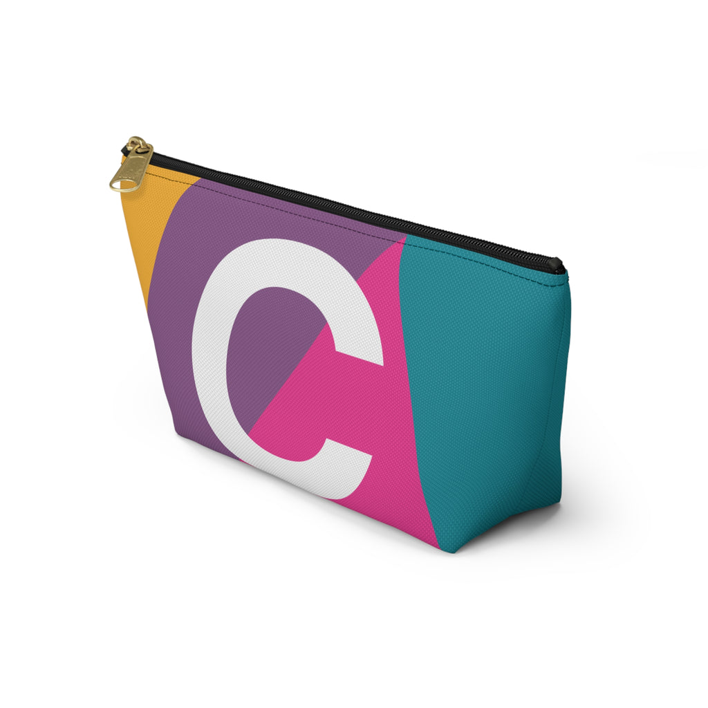 Initials Colorblock Accessory Pouch — Monogram C T-Bottom Cosmetic Bag